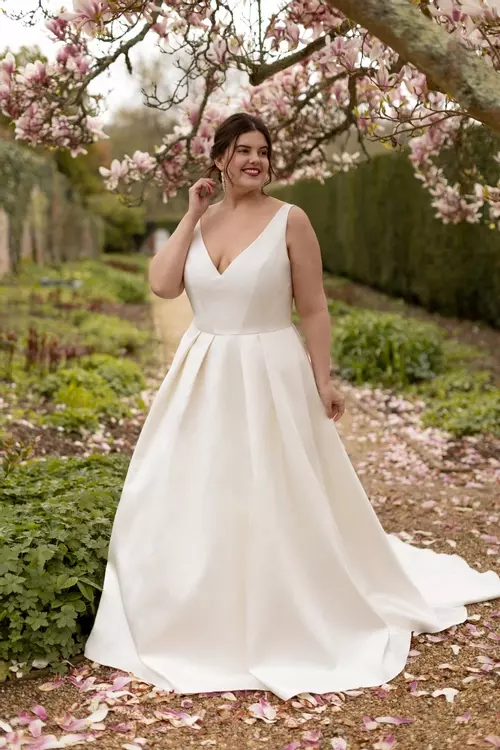 Charlotte TC W461 Plain Mikado Ball Gown Wedding Dress True Curves